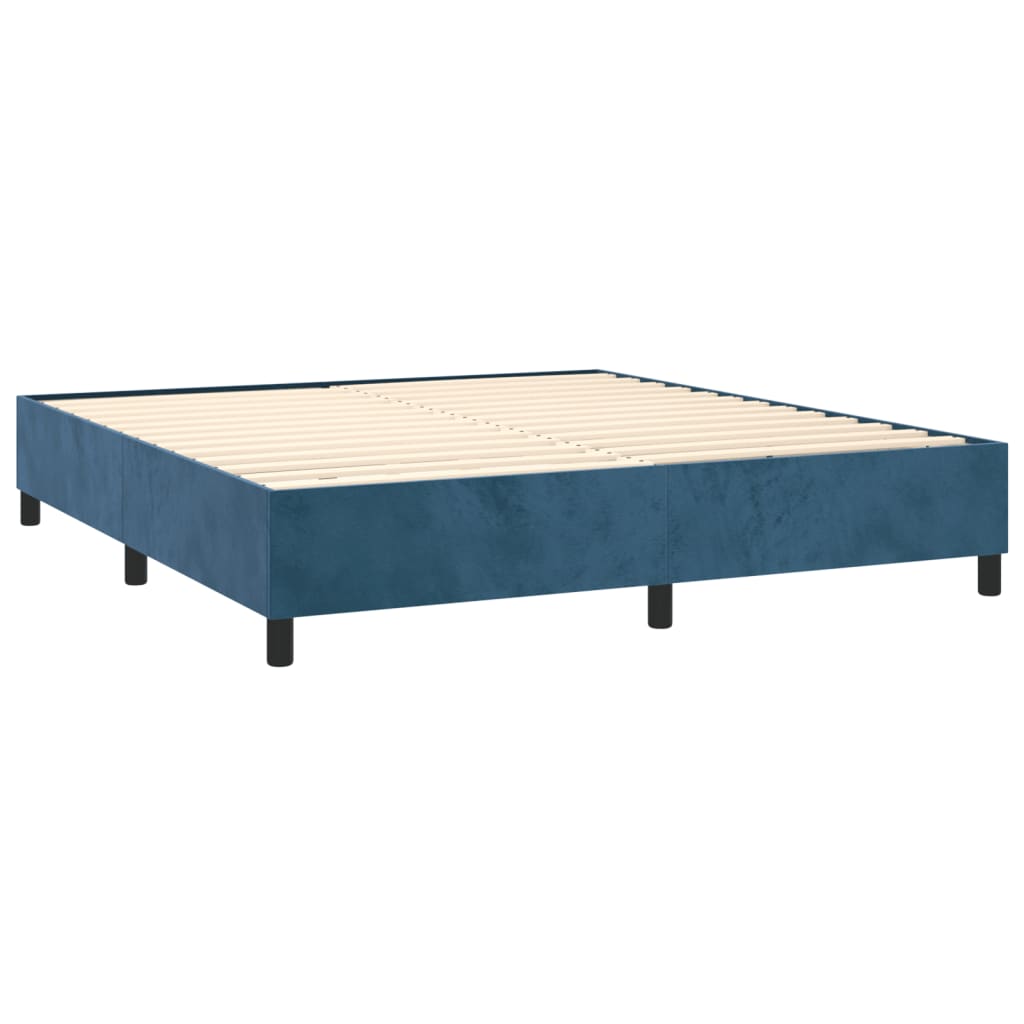 Sommier à lattes de lit avec matelas LED Bleu foncé 160x200 cm