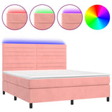 Sommier à lattes de lit avec matelas LED Rose 160x200cm Velours