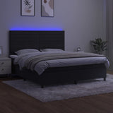 Sommier à lattes de lit avec matelas LED Noir 180x200cm Velours