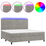 Sommier à lattes de lit avec matelas LED Gris clair 200x200 cm