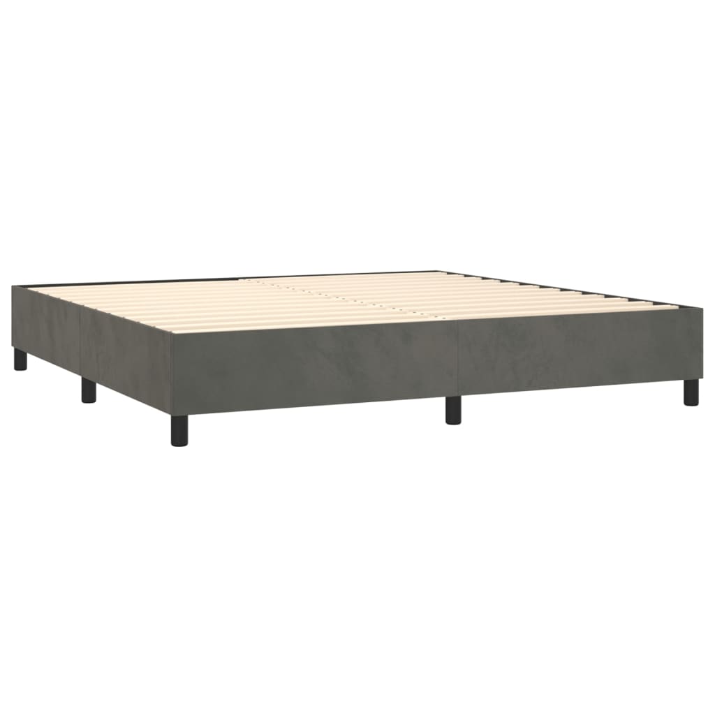 Sommier à lattes de lit avec matelas LED Gris foncé 200x200 cm