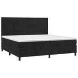 Sommier à lattes de lit avec matelas LED Noir 200x200cm Velours