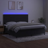 Sommier à lattes de lit avec matelas LED Noir 200x200cm Velours