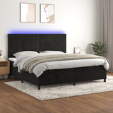 Sommier à lattes de lit avec matelas LED Noir 200x200cm Velours