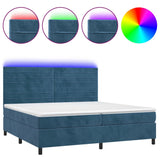 Sommier à lattes de lit avec matelas LED Bleu foncé 200x200 cm