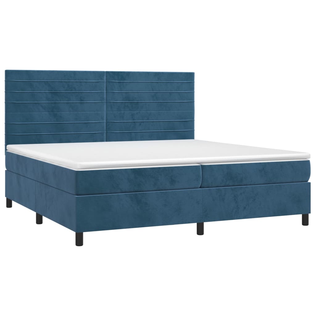 Sommier à lattes de lit avec matelas LED Bleu foncé 200x200 cm