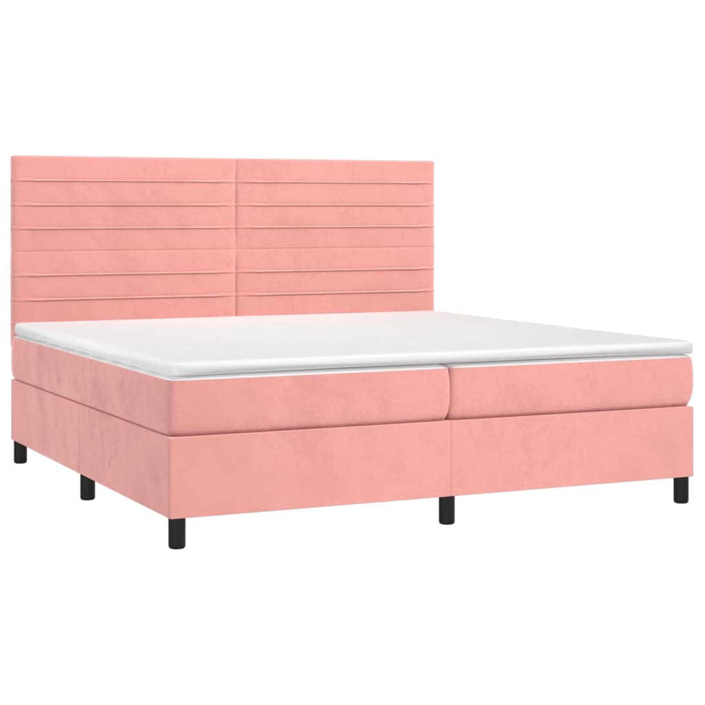 Sommier à lattes de lit avec matelas LED Rose 200x200cm Velours