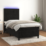 Sommier à lattes de lit avec matelas LED Noir 80x200cm Velours