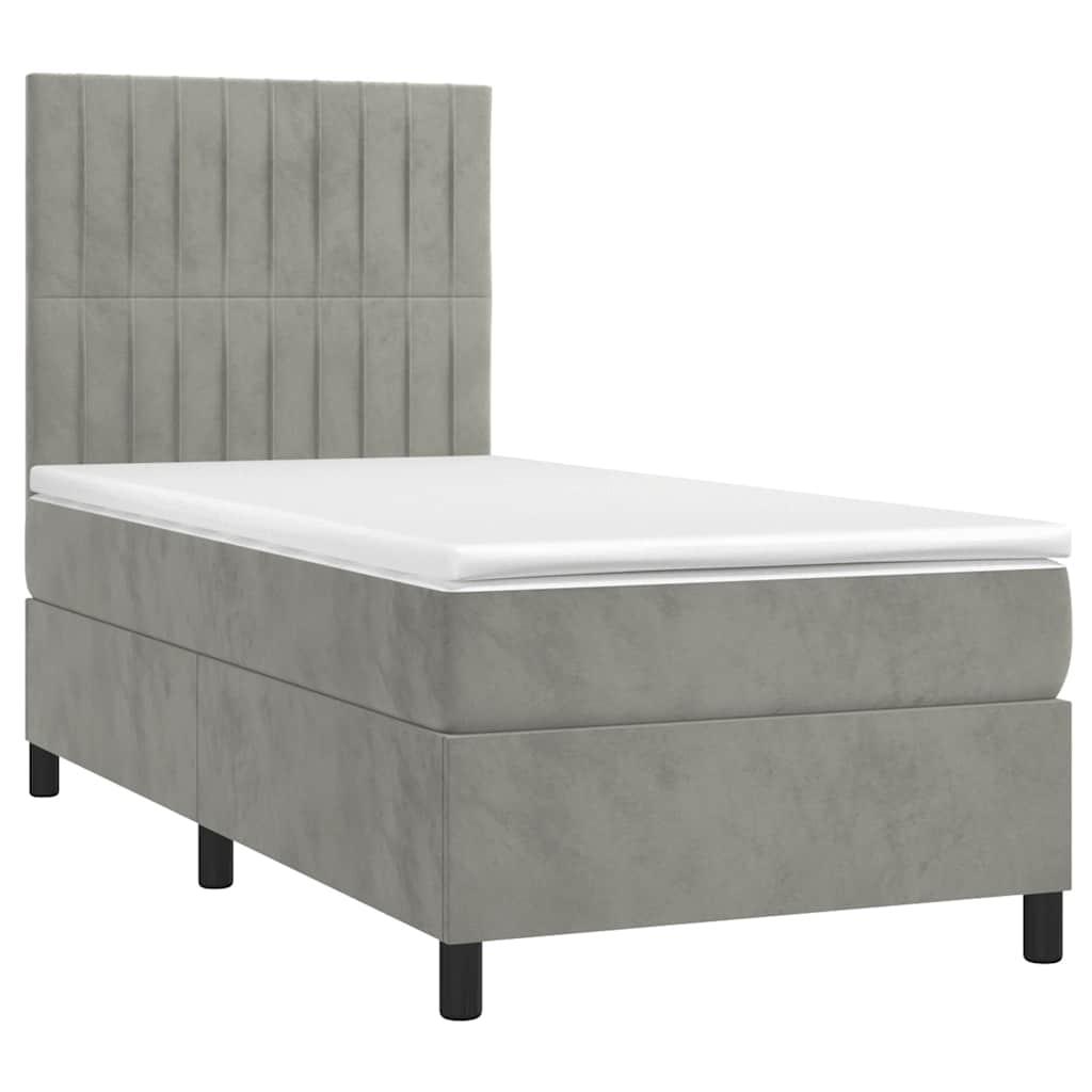 Sommier à lattes de lit matelas LED Gris clair 90x190cm Velours