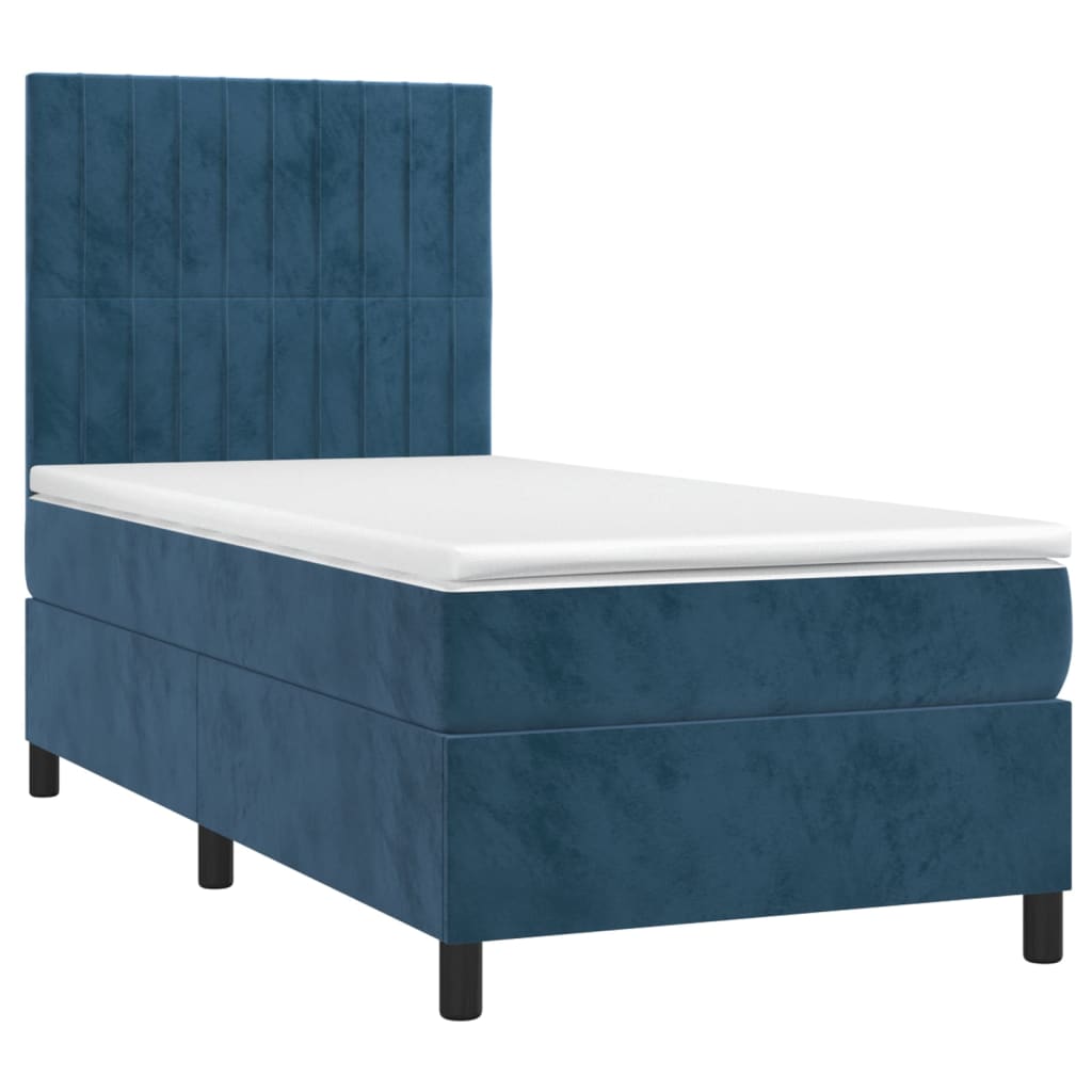 Sommier à lattes de lit matelas LED Bleu foncé 90x200cm Velours