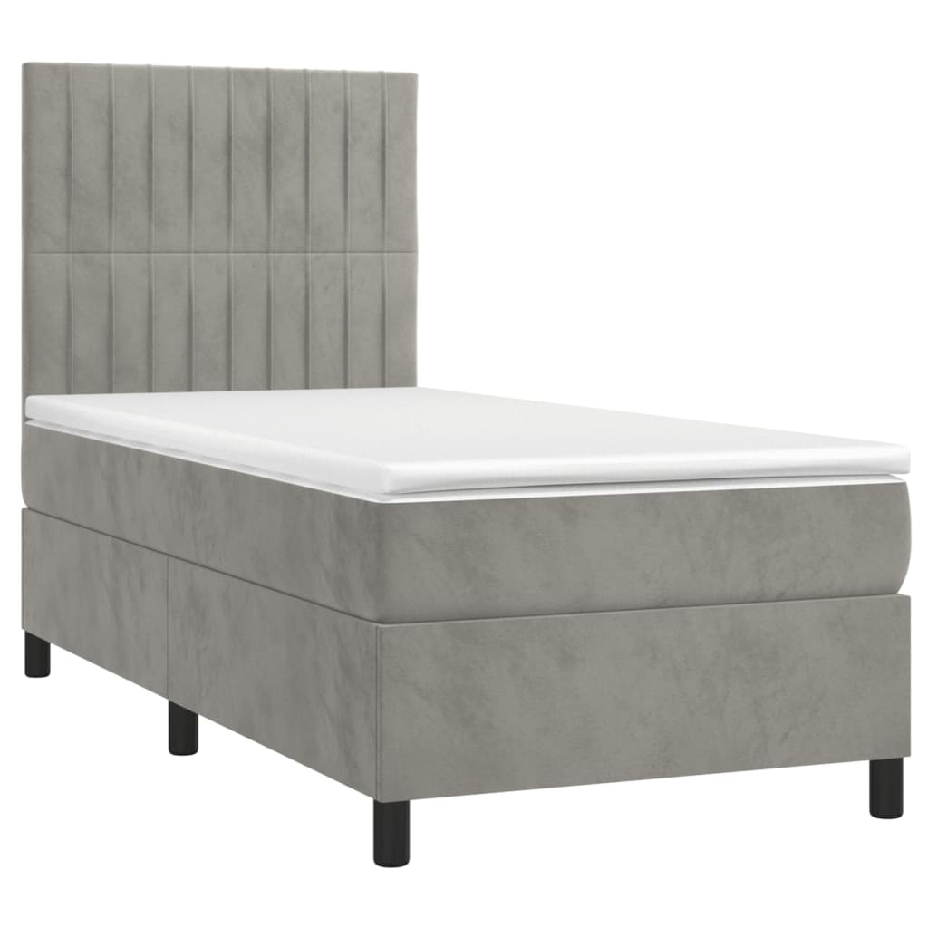 Sommier à lattes de lit avec matelas LED Gris clair 100x200 cm