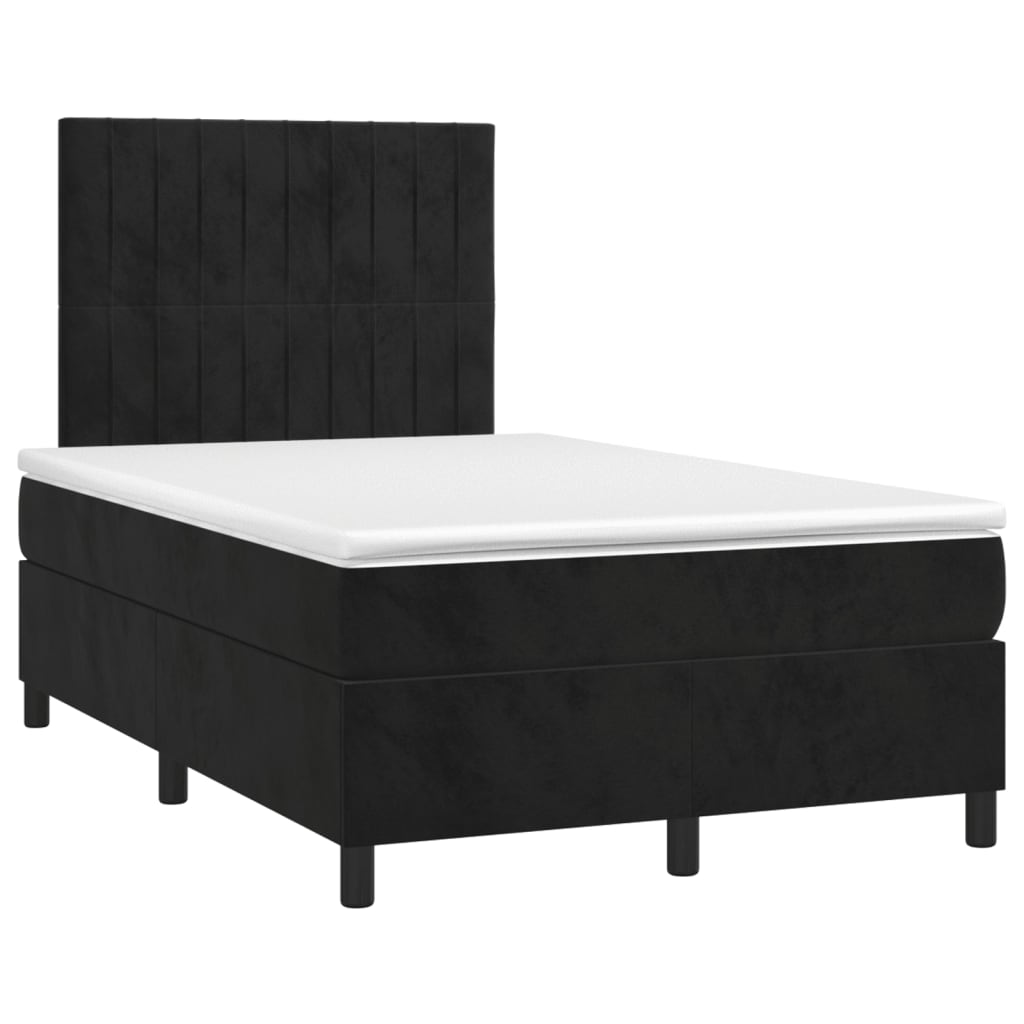 Sommier à lattes de lit avec matelas LED Noir 120x200cm Velours