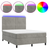 Sommier à lattes de lit avec matelas LED Gris clair 140x190 cm