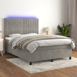 Sommier à lattes de lit avec matelas LED Gris clair 140x190 cm