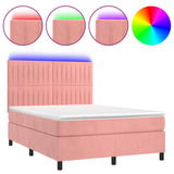 Sommier à lattes de lit avec matelas LED Rose 140x190cm Velours