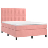 Sommier à lattes de lit avec matelas LED Rose 140x190cm Velours