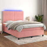 Sommier à lattes de lit avec matelas LED Rose 140x190cm Velours