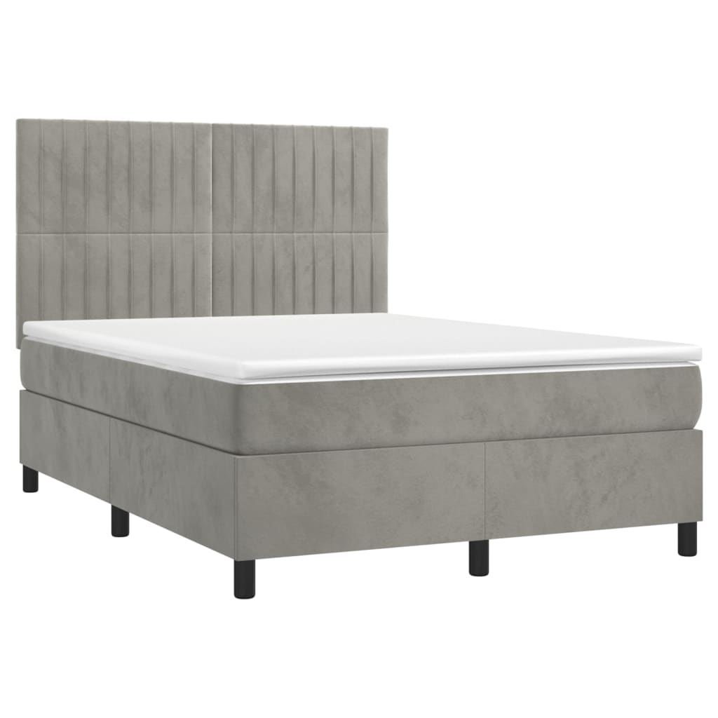 Sommier à lattes de lit avec matelas LED Gris clair 140x200 cm