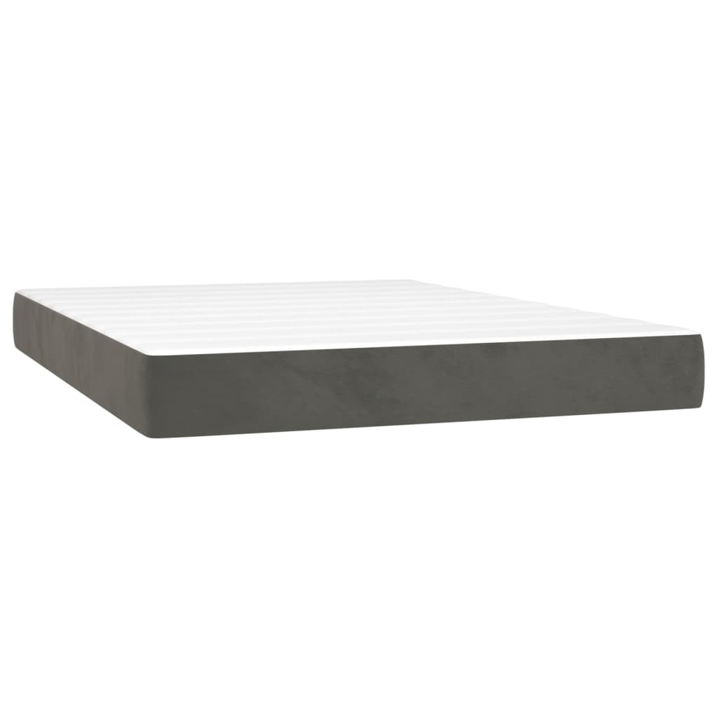 Sommier à lattes de lit avec matelas LED Gris foncé 140x200 cm