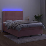 Sommier à lattes de lit matelas et LED Rose 140x200 cm Velours