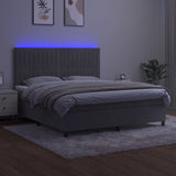 Sommier à lattes de lit matelas et LED Gris clair 160x200 cm