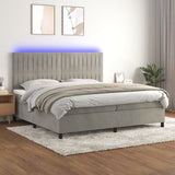 Sommier à lattes de lit matelas et LED Gris clair 200x200 cm