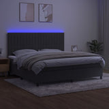 Sommier à lattes de lit matelas et LED Gris foncé 200x200 cm