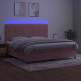 Sommier à lattes de lit matelas et LED Rose 200x200 cm Velours