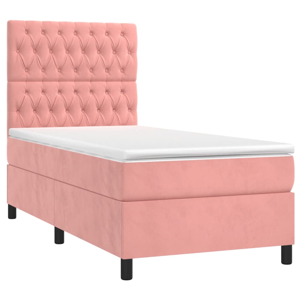 Sommier à lattes de lit matelas et LED Rose 80x200 cm Velours