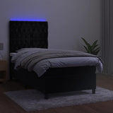 Sommier à lattes de lit matelas et LED Noir 100x200 cm Velours