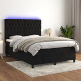 Sommier à lattes de lit matelas et LED Noir 140x190 cm Velours