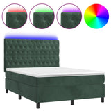 Sommier à lattes de lit matelas et LED Vert foncé 140x190 cm