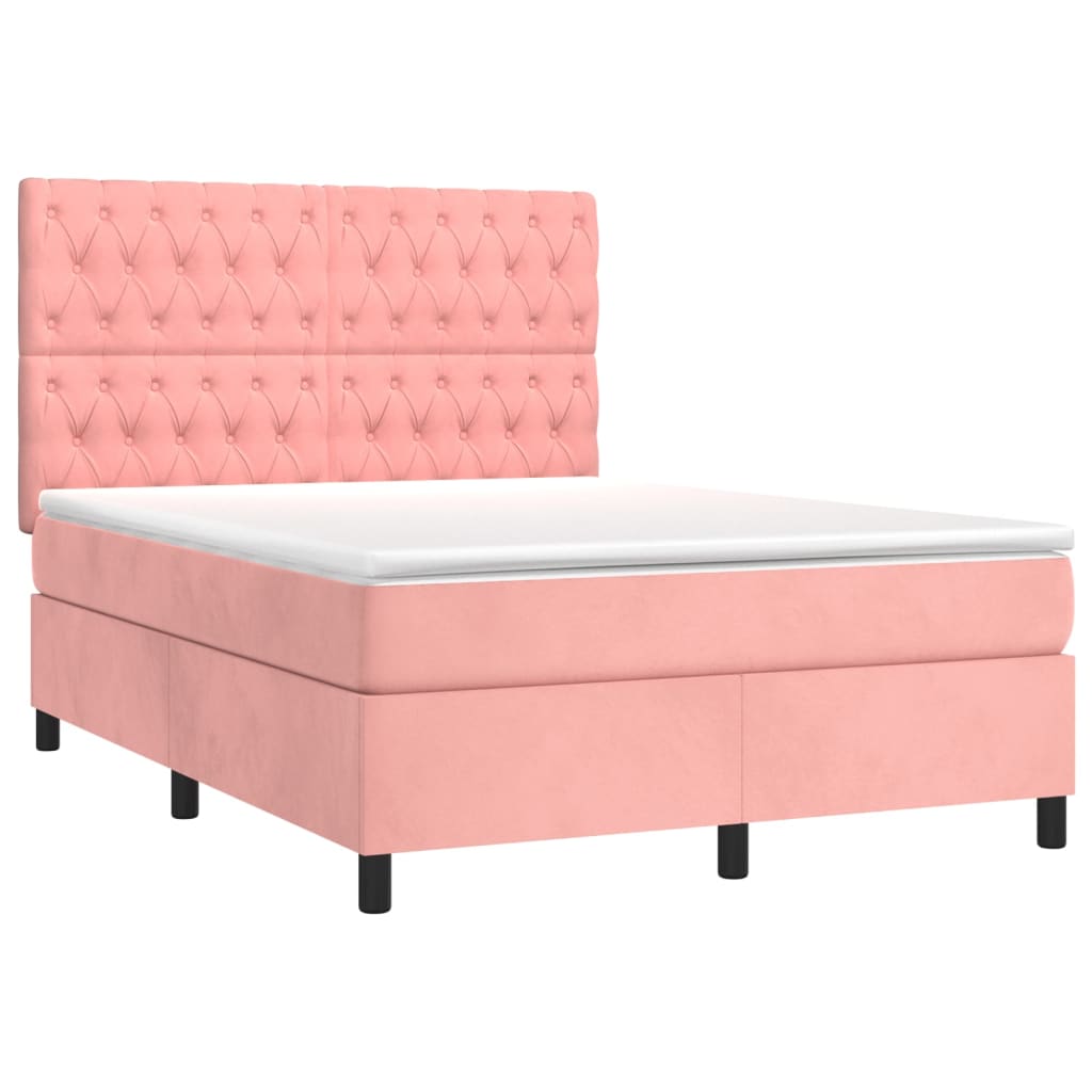 Sommier à lattes de lit matelas et LED Rose 140x190 cm Velours