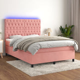 Sommier à lattes de lit matelas et LED Rose 140x190 cm Velours