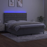 Sommier à lattes de lit matelas et LED Gris clair 160x200 cm