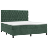 Sommier à lattes de lit matelas et LED Vert foncé 160x200 cm