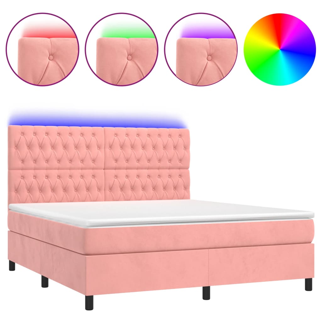 Sommier à lattes de lit matelas et LED Rose 160x200 cm Velours