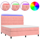 Sommier à lattes de lit matelas et LED Rose 160x200 cm Velours