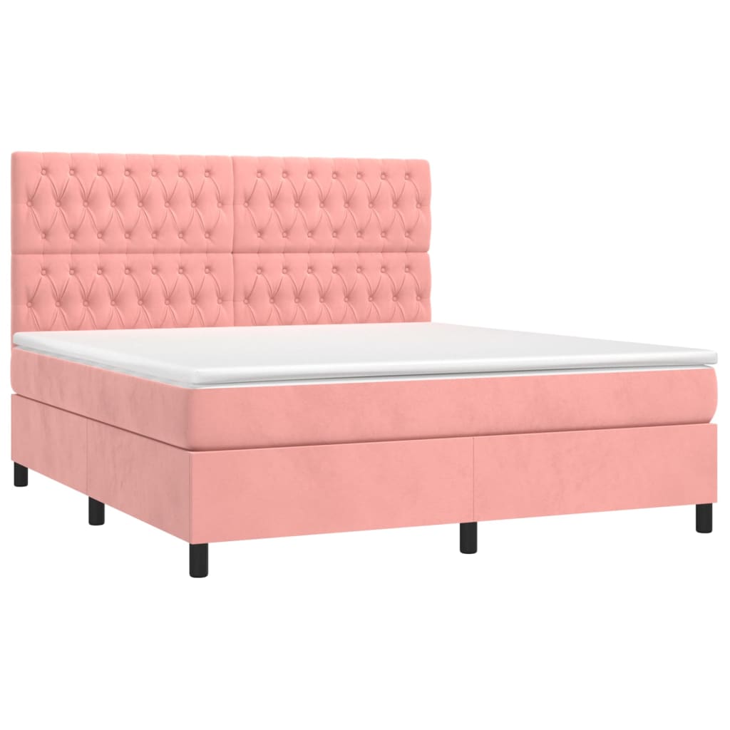 Sommier à lattes de lit matelas et LED Rose 160x200 cm Velours