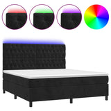 Sommier à lattes de lit matelas et LED Noir 180x200 cm Velours