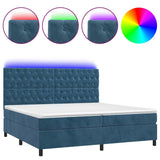 Sommier à lattes de lit matelas et LED Bleu foncé 200x200 cm