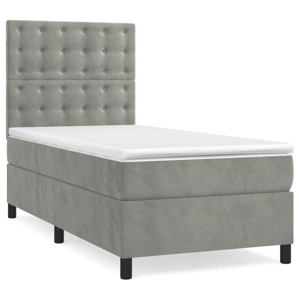 Sommier à lattes de lit matelas et LED Gris clair 100x200 cm