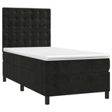 Sommier à lattes de lit matelas et LED Noir 100x200 cm Velours