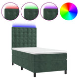 Sommier à lattes de lit matelas et LED Vert foncé 100x200 cm