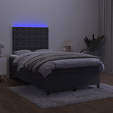 Sommier à lattes de lit matelas et LED Noir 120x200 cm Velours