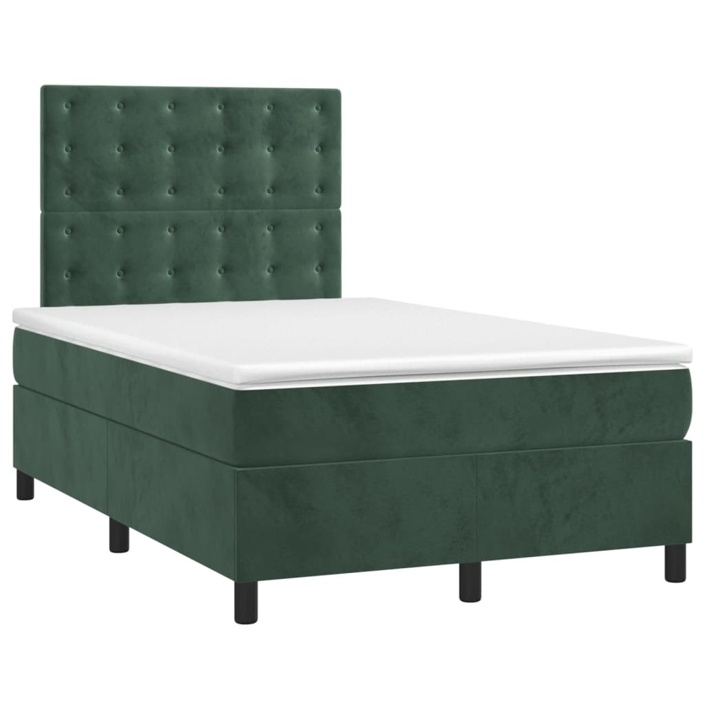 Sommier à lattes de lit matelas et LED Vert foncé 120x200 cm