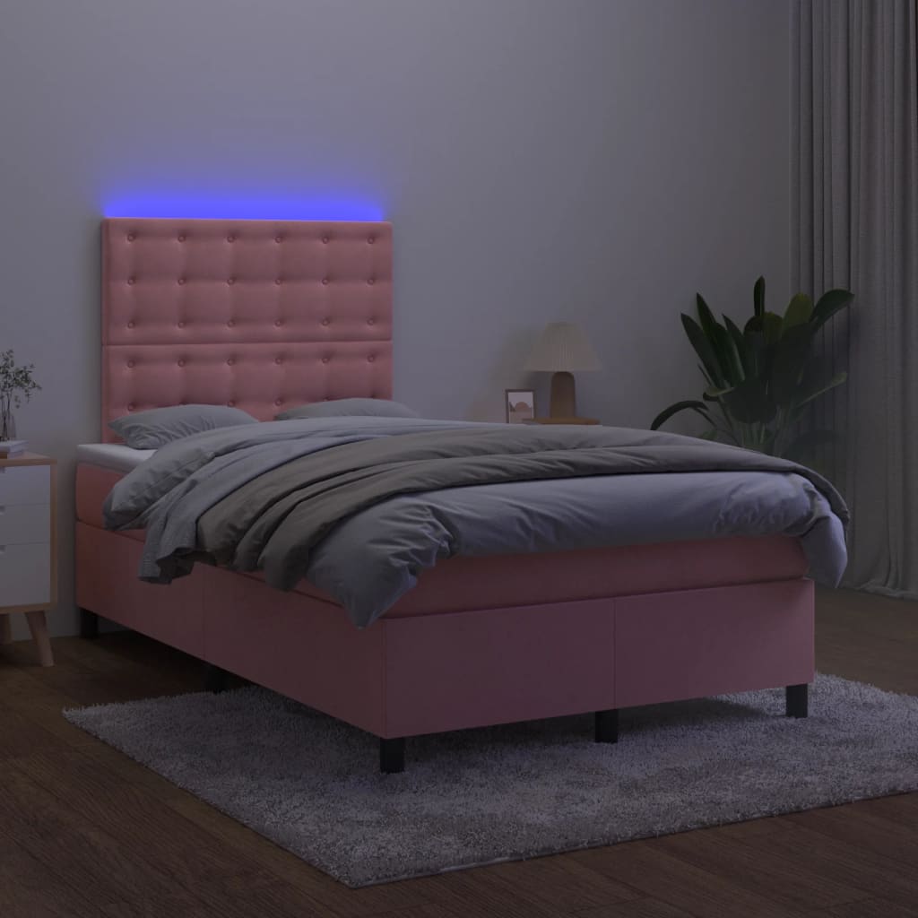 Sommier à lattes de lit matelas et LED Rose 120x200cm Velours