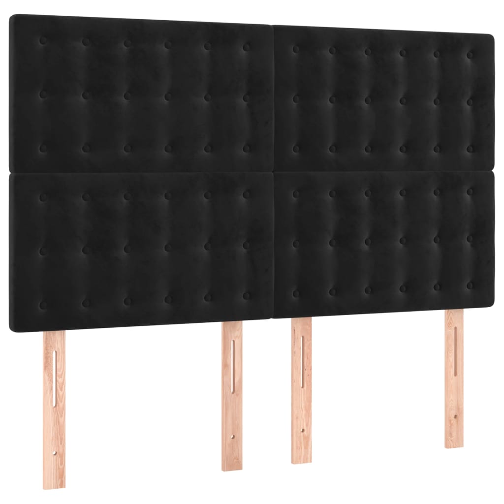 Sommier à lattes de lit matelas et LED Noir 140x190 cm Velours