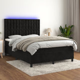 Sommier à lattes de lit matelas et LED Noir 140x190 cm Velours