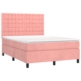 Sommier à lattes de lit matelas et LED Rose 140x190 cm Velours